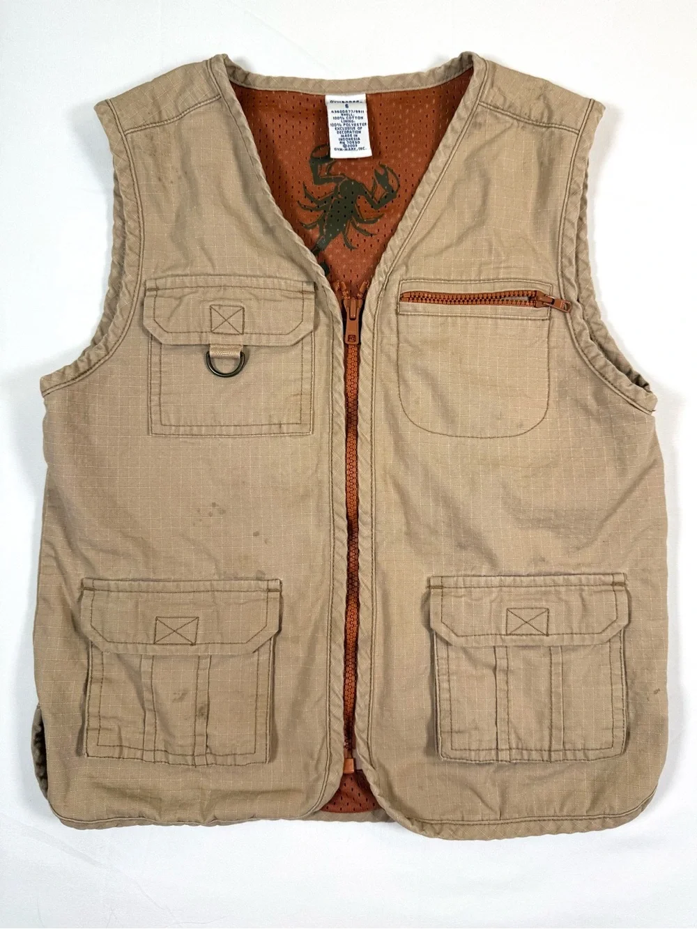 VINTAGE GYMBOREE Y2K Safari Utility Vest 6 Fishing Explorer Cargo Zip Outdoor 03